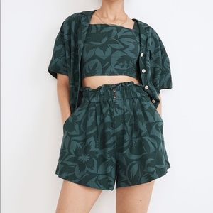 Madewell Linen-Blend Pull-On Paperbag Shorts in Tropicale Floral